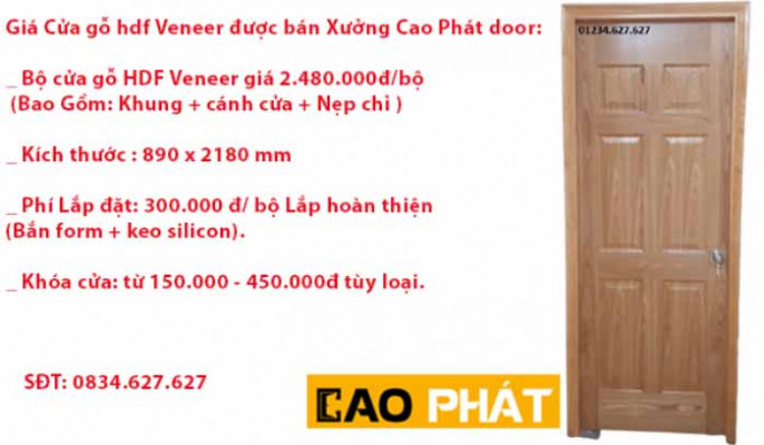 Báo giá cửa gỗ công nghiệp HDF Veneer Xoan Đào
