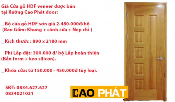 Báo giá cửa gỗ công nghiệp hdf veneer Xoan đào 2022