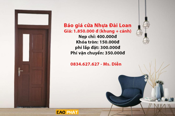 Báo giá cửa nhựa giả gỗ Đài loan giá rẻ nhất 2022