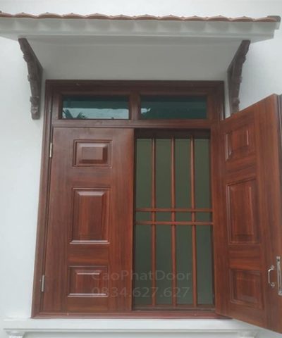 Cửa sổ thép vân gỗ 2 cánh