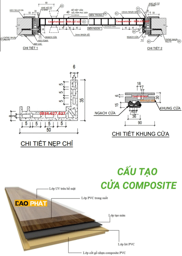 Cửa nhựa phòng ngủ bằng nhựa composite SYA-441