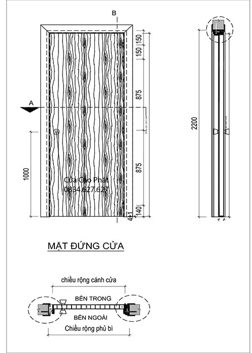 Kích thước cánh cửa nhựa composite